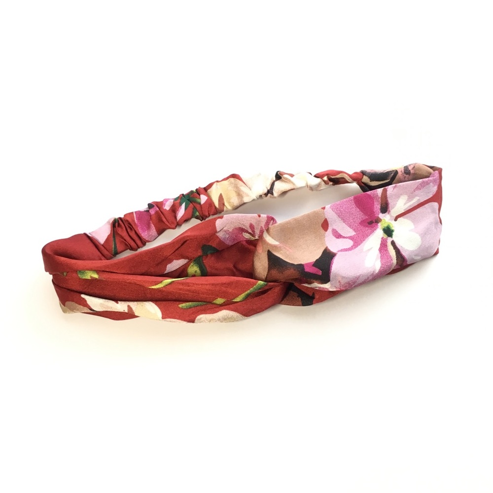 Red Floral Boho Twist Headband - Picture 4 of 7